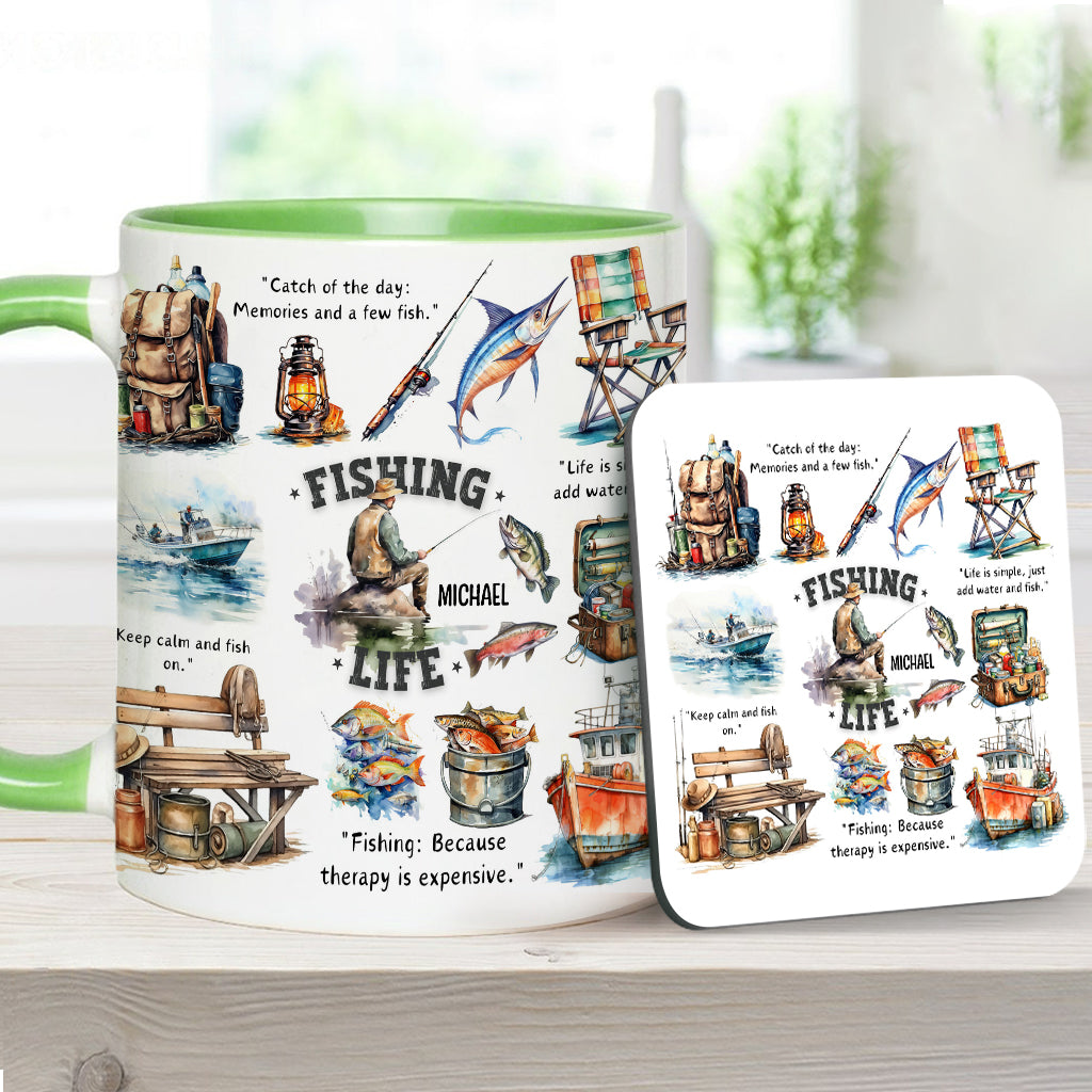 Angelbegeisterte – Personalisierte Tasse mit Angelmotiv