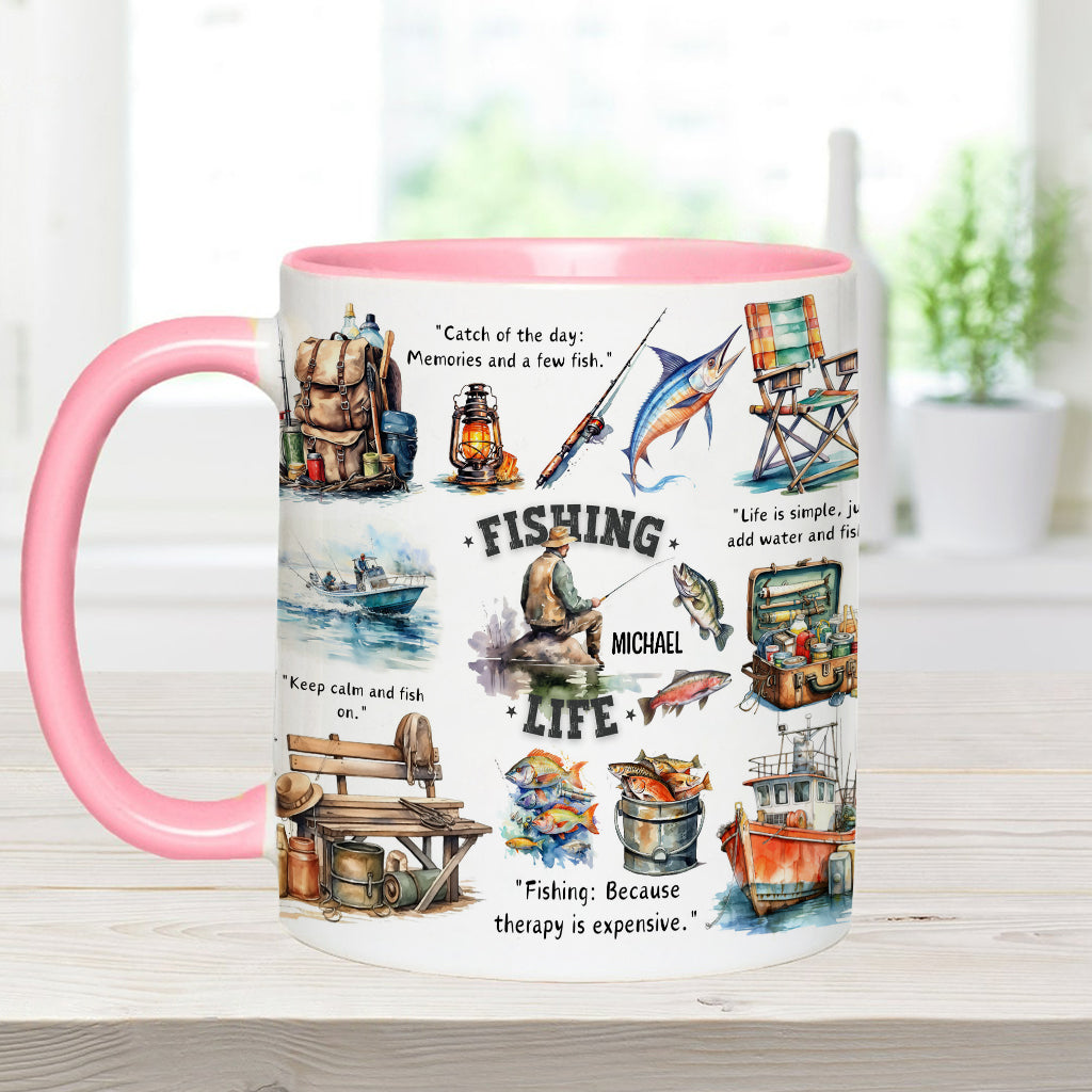 Angelbegeisterte – Personalisierte Tasse mit Angelmotiv