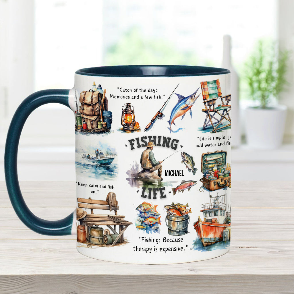 Angelbegeisterte – Personalisierte Tasse mit Angelmotiv