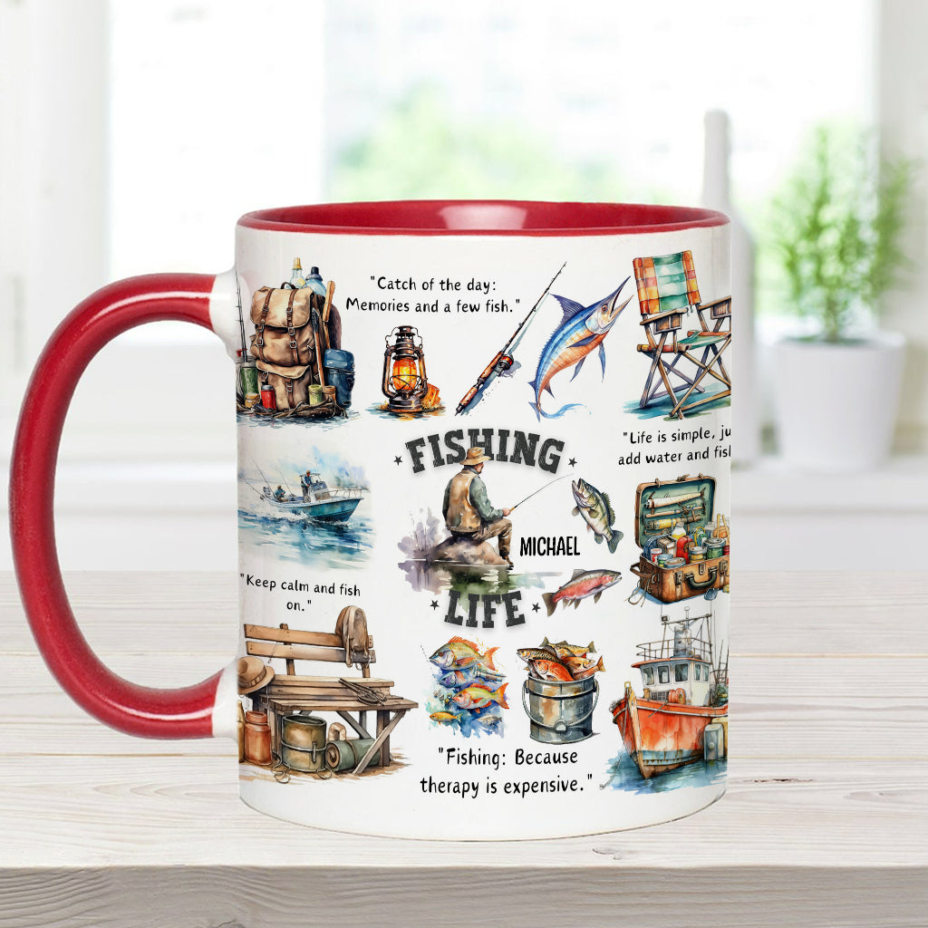 Angelbegeisterte – Personalisierte Tasse mit Angelmotiv