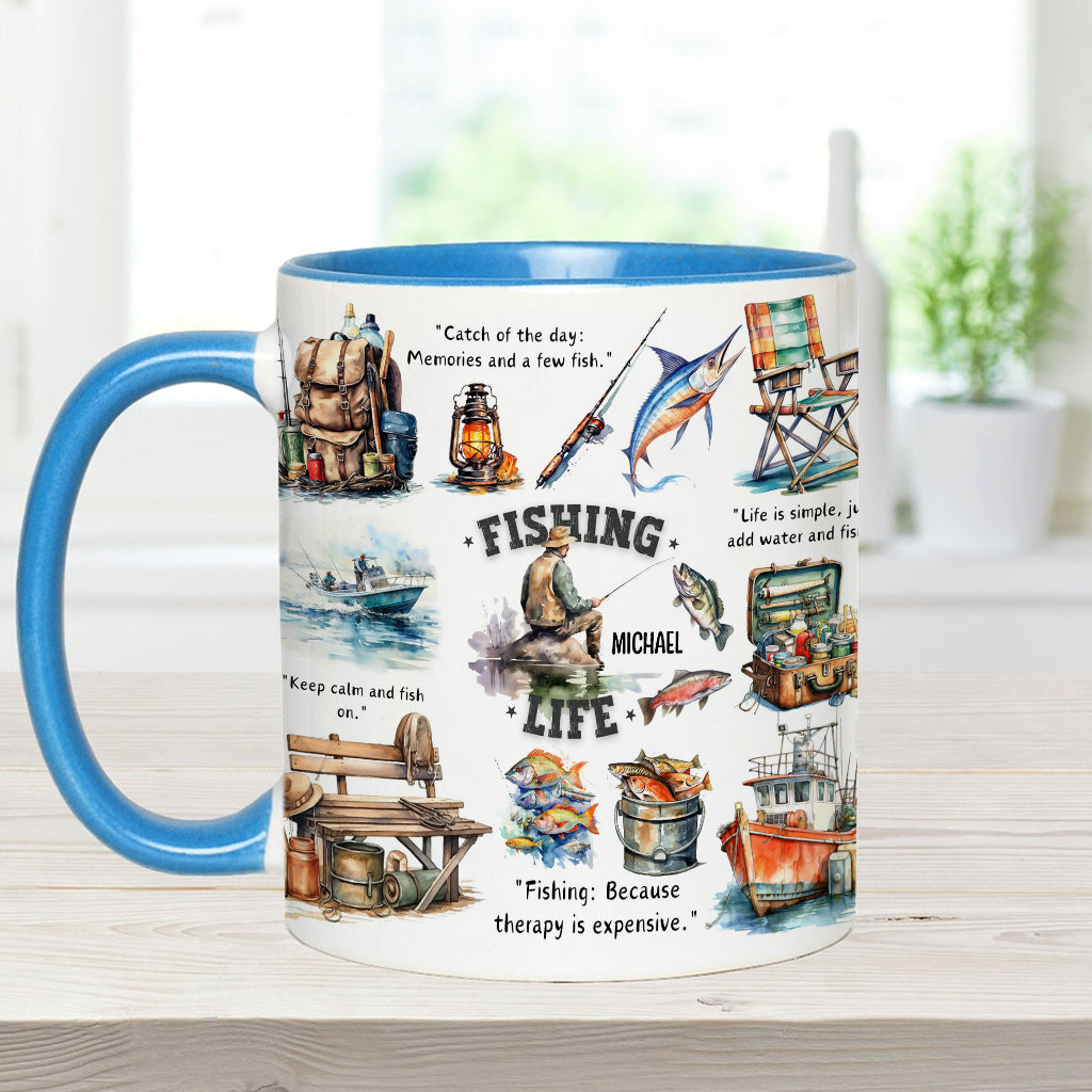 Angelbegeisterte – Personalisierte Tasse mit Angelmotiv