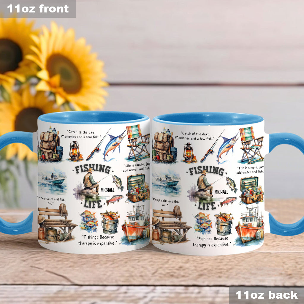Angelbegeisterte – Personalisierte Tasse mit Angelmotiv