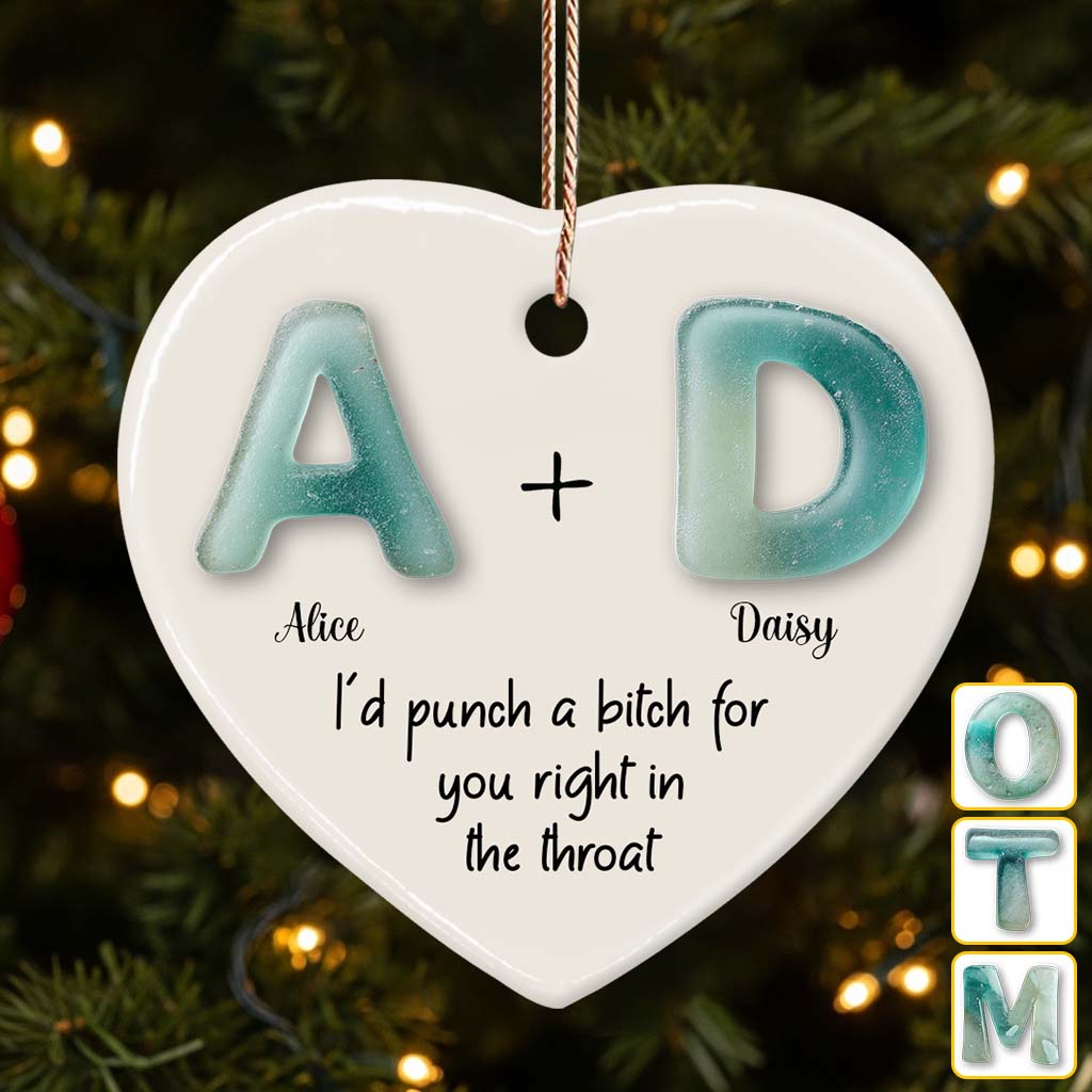 Christmas Congrats On Being My Bestie - Personalized Bestie Ceramic Heart Ornament