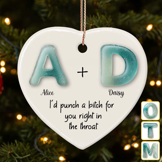 Christmas Congrats On Being My Bestie - Personalized Bestie Ceramic Heart Ornament