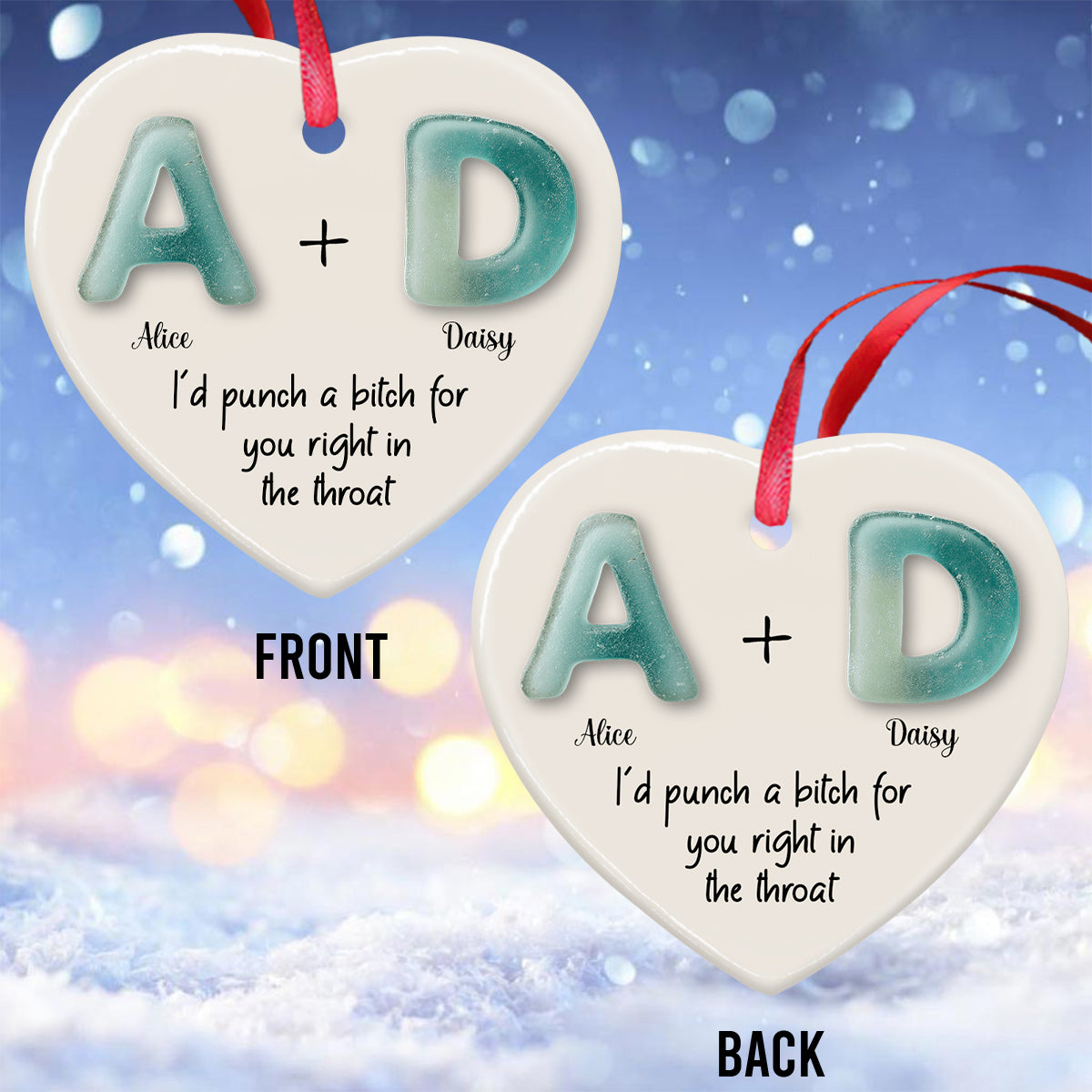 Christmas Congrats On Being My Bestie - Personalized Bestie Ceramic Heart Ornament