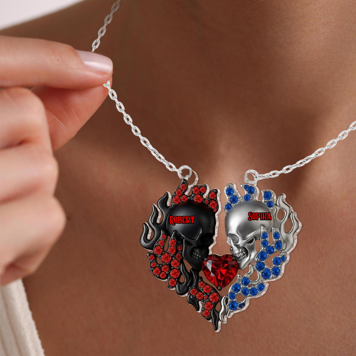 You & Me We Got This - Personalized Skull Custom Shaped Pendant Necklace