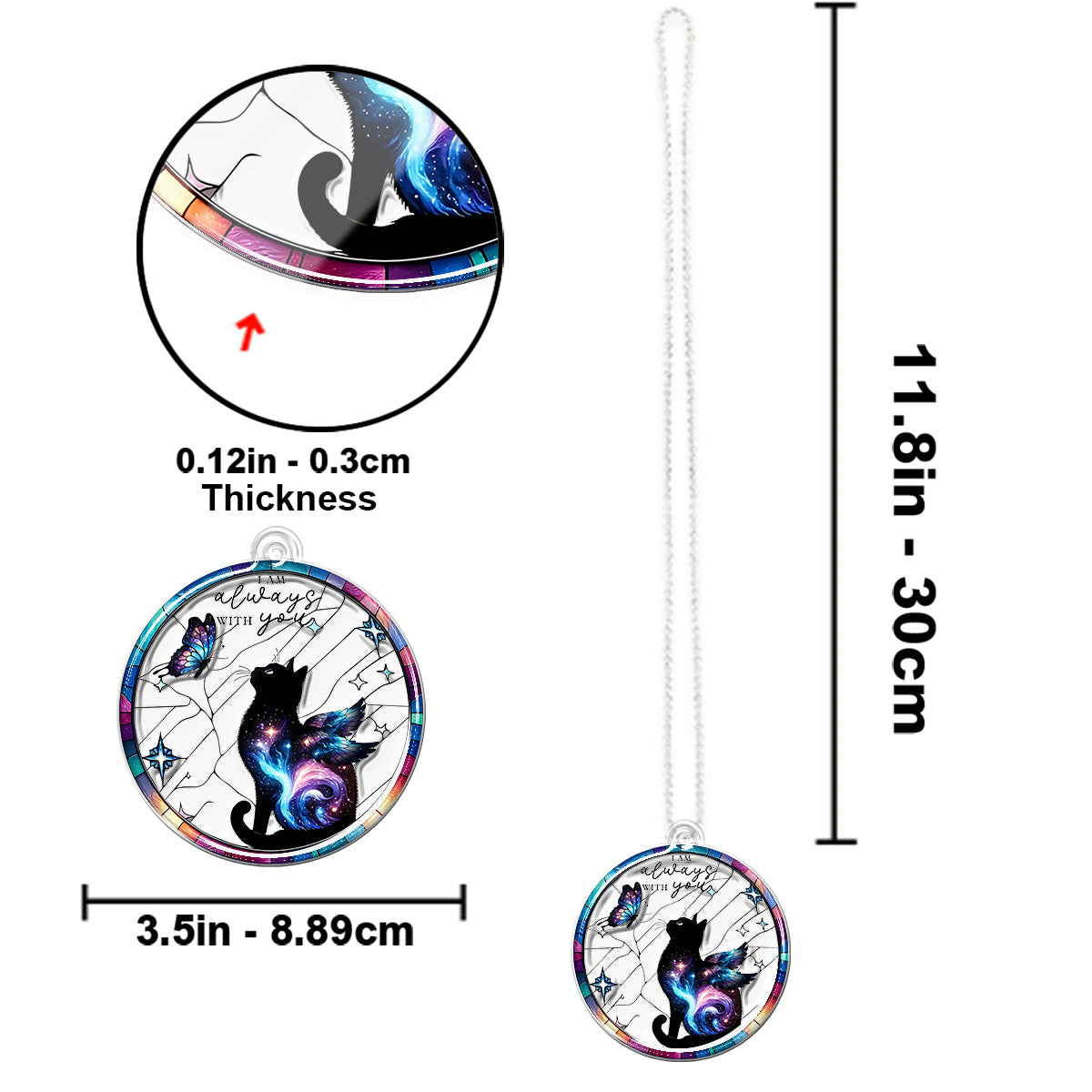 Ich bin immer bei dir – Personalisierter Autoanhänger in Katzenform