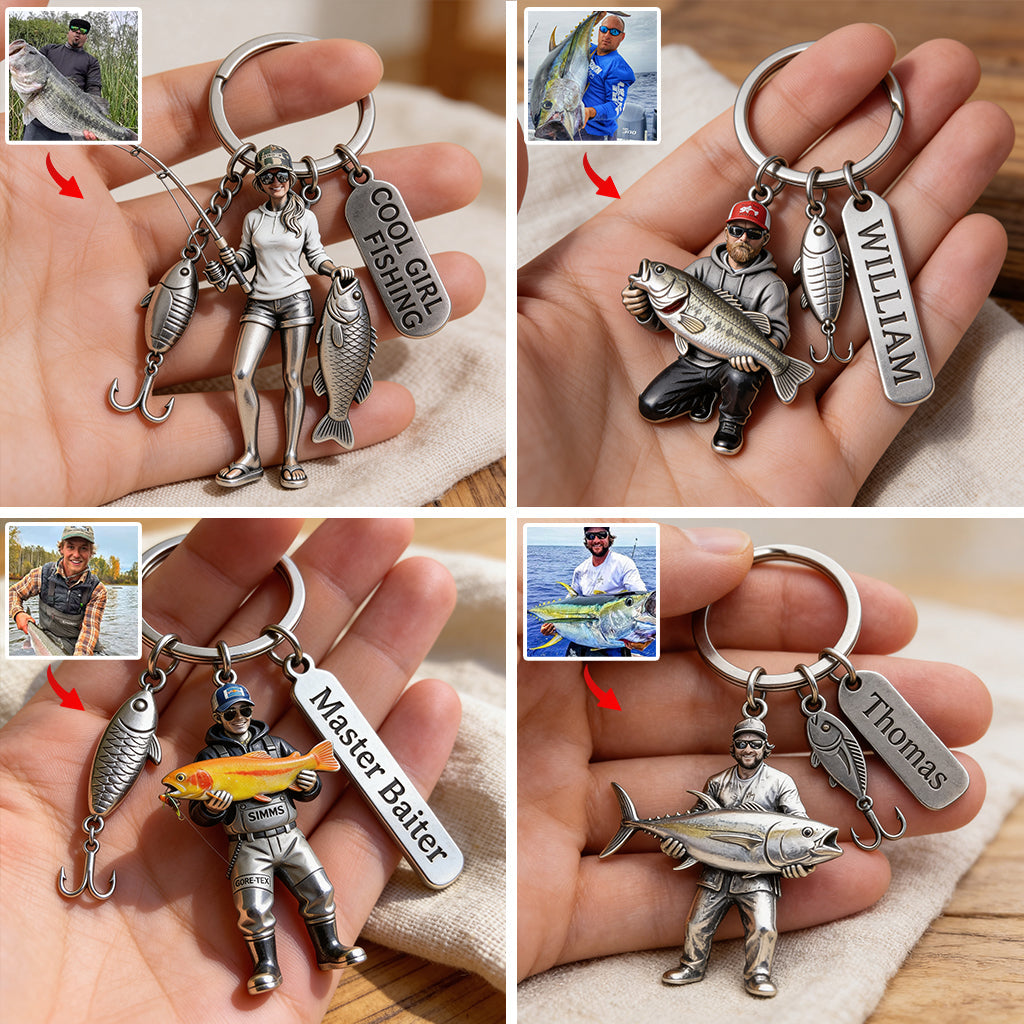 Custom Keychain For Fishing Lover - Personalized Fishing Keychain With Charms