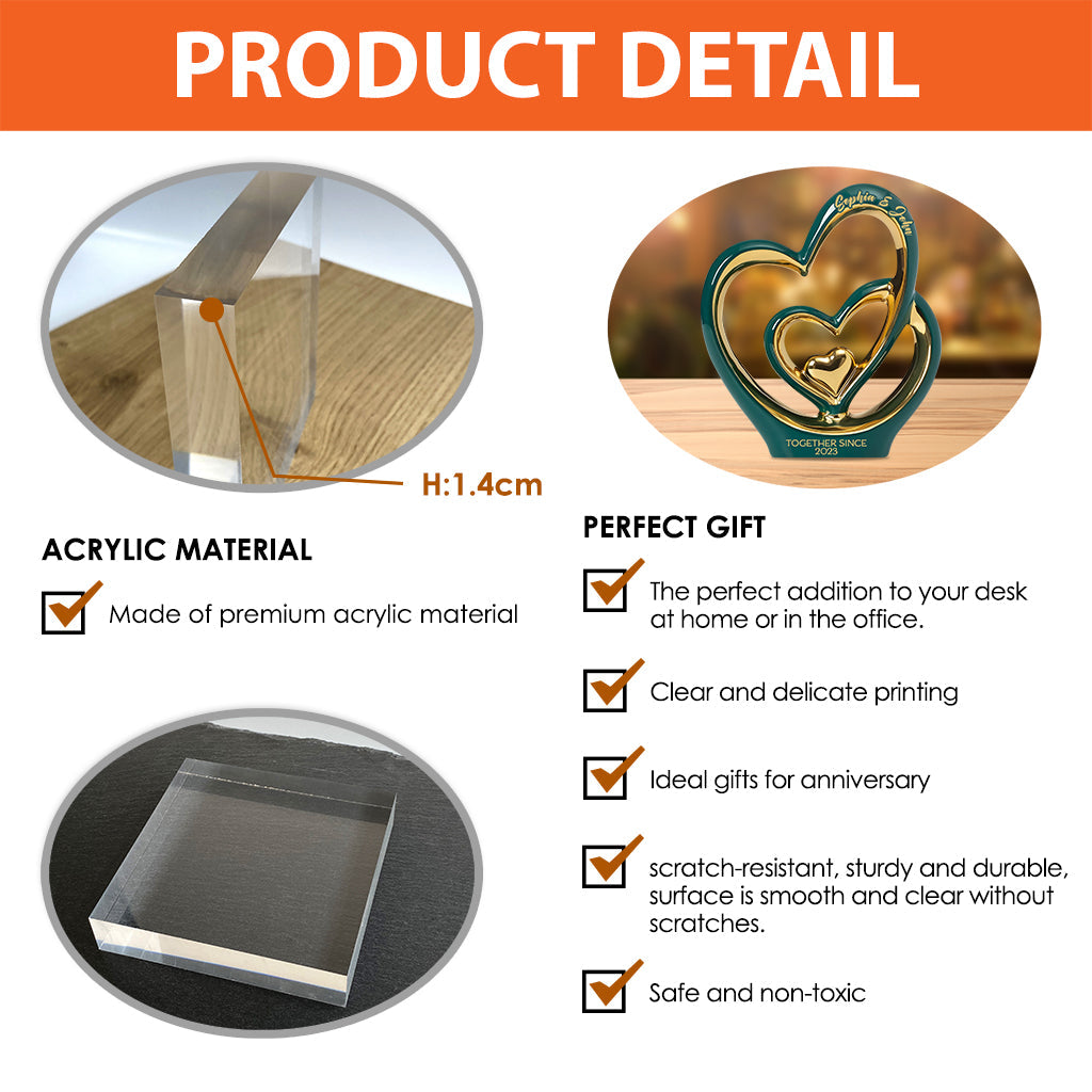 „Du und ich, wir schaffen das“ – personalisierte Acrylplakette in individueller Form für Paare