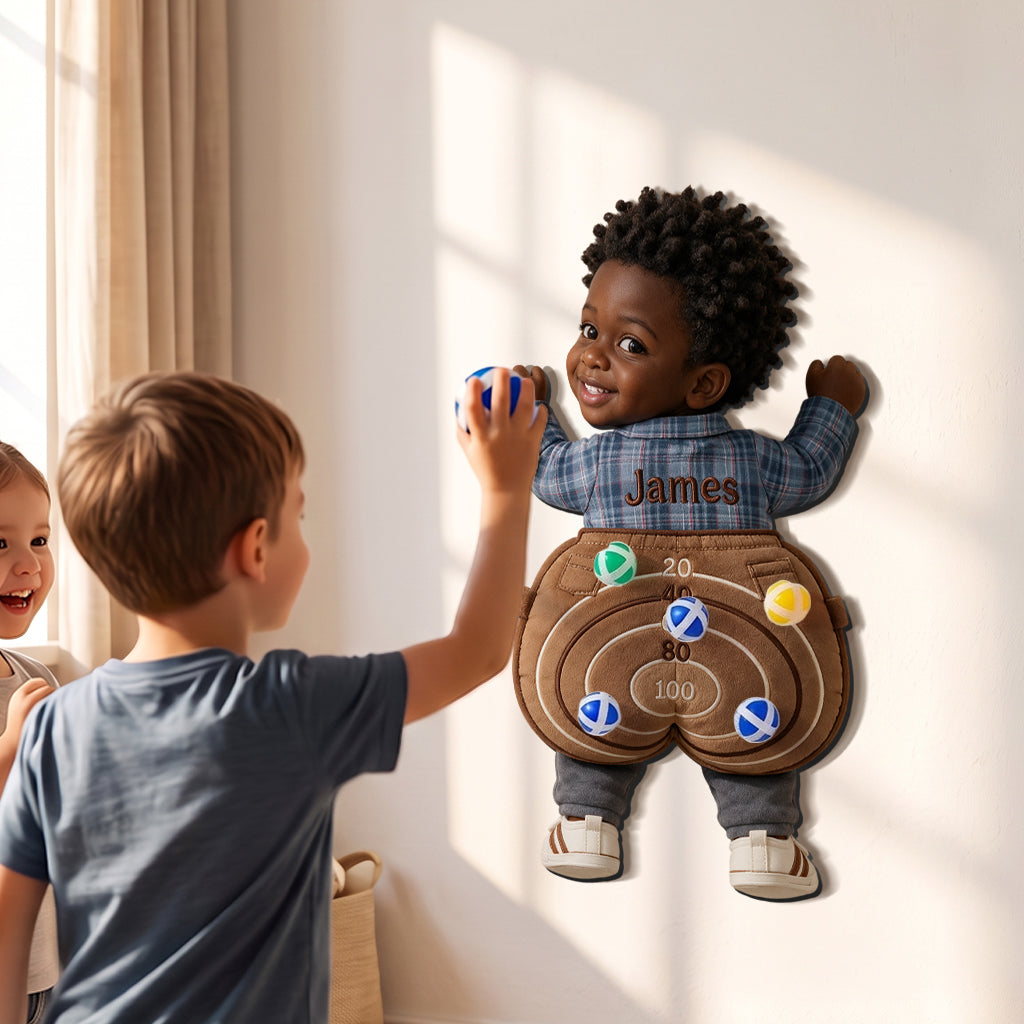 Ready, Aim, Giggle! - Personalized Kid Sticky Ball Dart Board Set