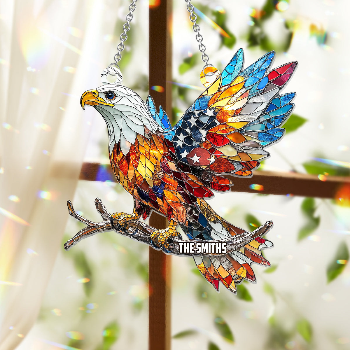 Gott segne Amerika – Personalisierter Fensterhänger zum Unabhängigkeitstag/4. Juli 