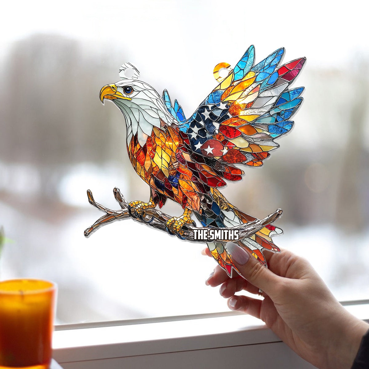 Gott segne Amerika – Personalisierter Fensterhänger zum Unabhängigkeitstag/4. Juli 