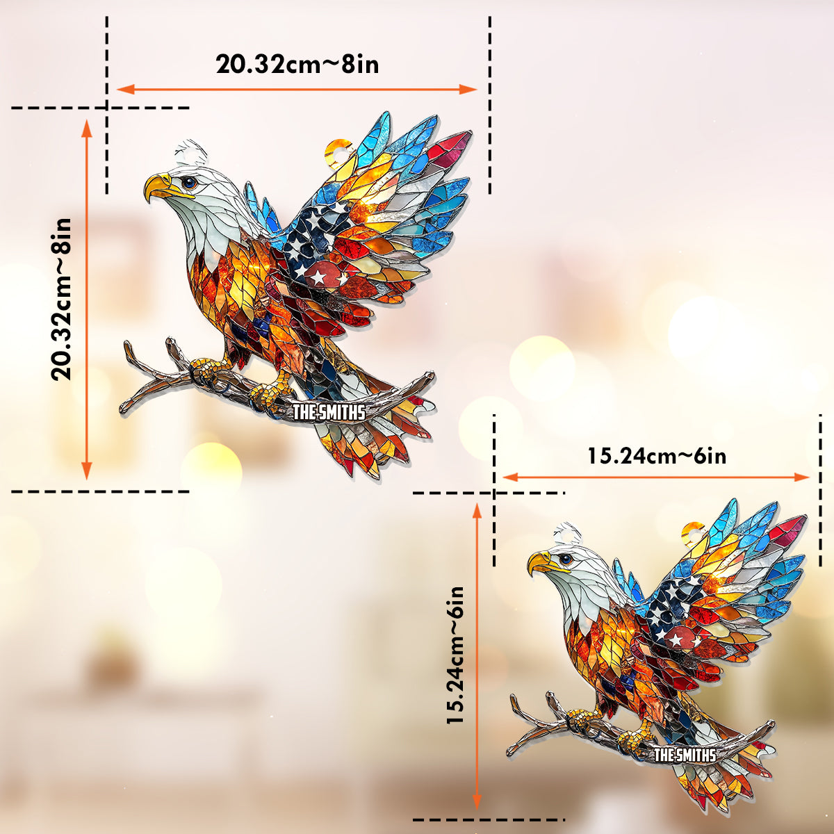 Gott segne Amerika – Personalisierter Fensterhänger zum Unabhängigkeitstag/4. Juli 