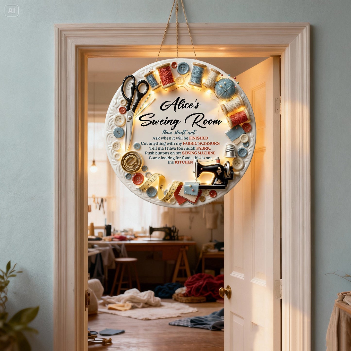 Nähzimmer - Personalisiertes Nähzimmer-LED-Licht-Acryl-Schild