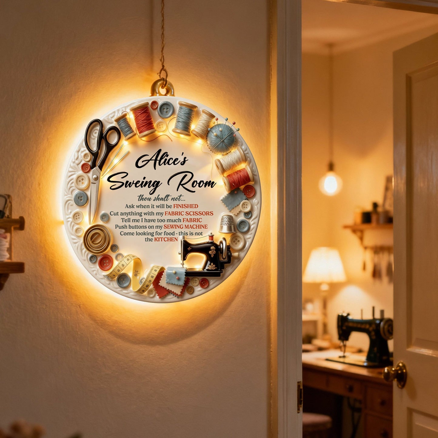 Nähzimmer - Personalisiertes Nähzimmer-LED-Licht-Acryl-Schild