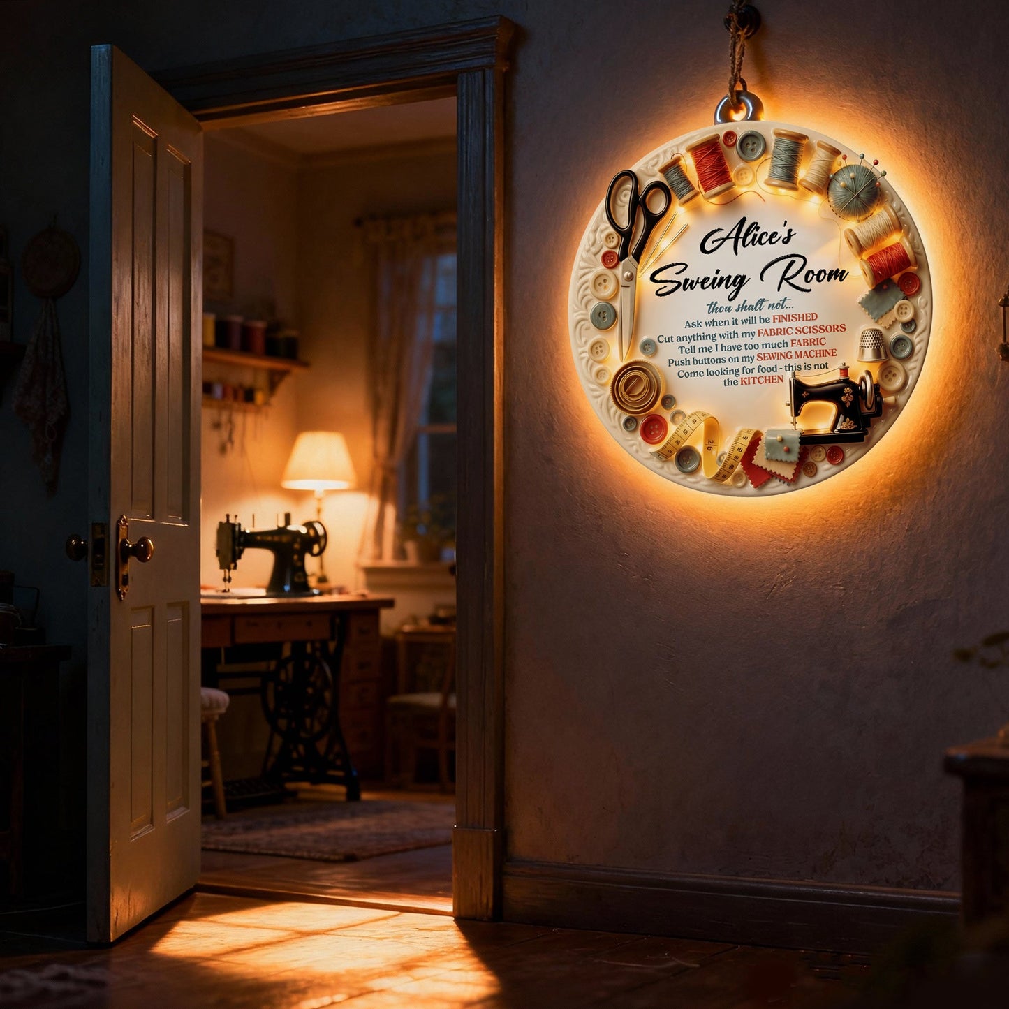 Nähzimmer - Personalisiertes Nähzimmer-LED-Licht-Acryl-Schild