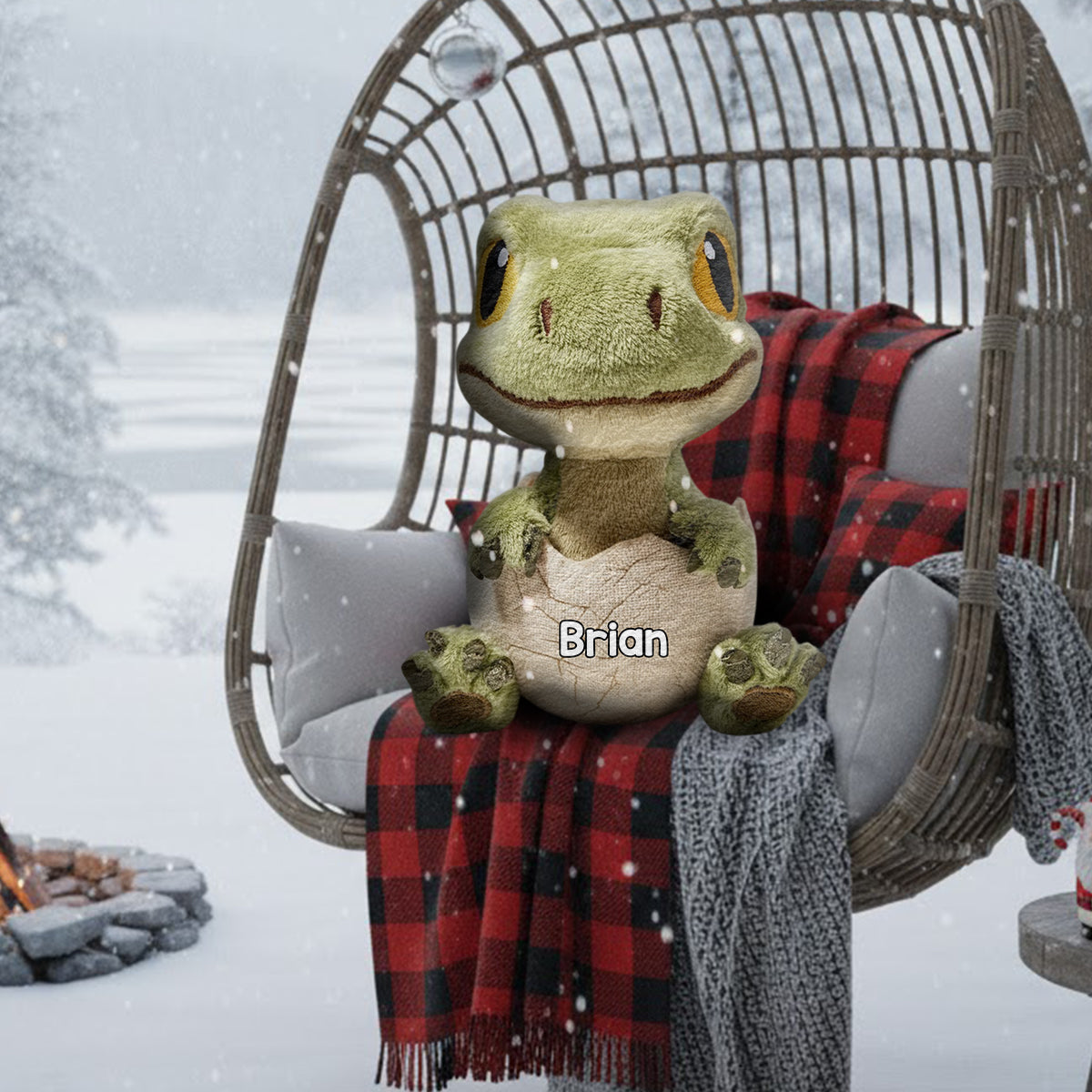 Liebe Dinosaurier - Personalisiertes Kinderkissen aus Kunstfell in Dinosaurierform