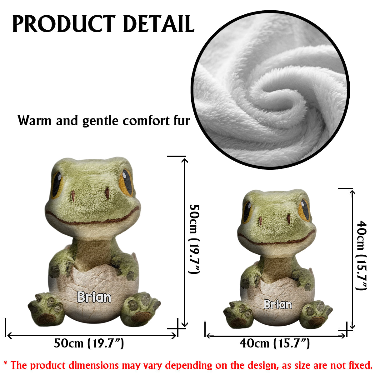 Liebe Dinosaurier - Personalisiertes Kinderkissen aus Kunstfell in Dinosaurierform