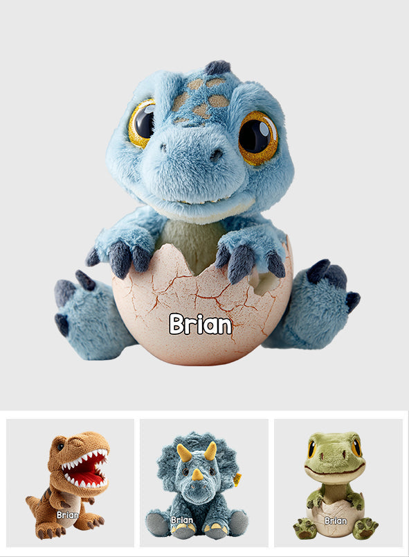 Liebe Dinosaurier - Personalisiertes Kinderkissen aus Kunstfell in Dinosaurierform