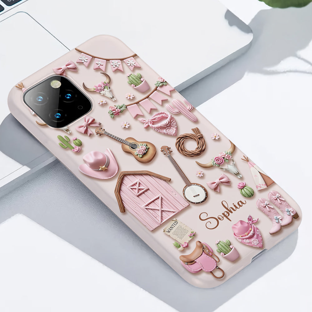 Pink Cowgirl - Personalized Cowgirl Full Print Phone Case