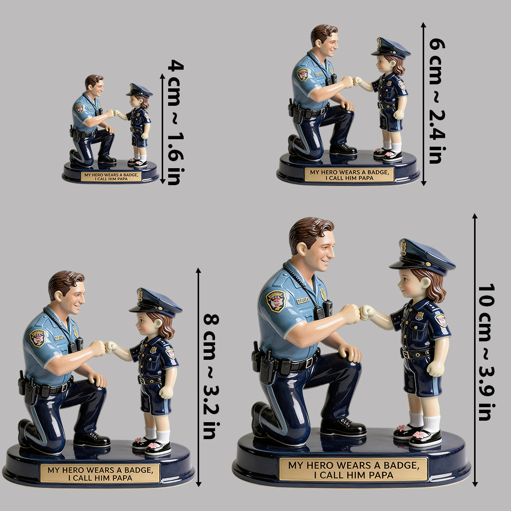 Unser Held trägt ein Abzeichen, wir nennen ihn Papa - Personalisierte Polizeibeamter Premium 3D Figur