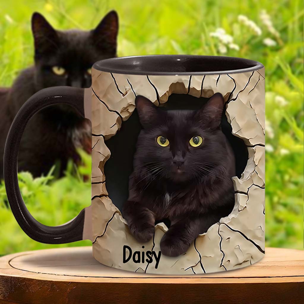 Liebe zur schwarzen Katze - Personalisierte Tasse mit schwarzem Katzenmotiv