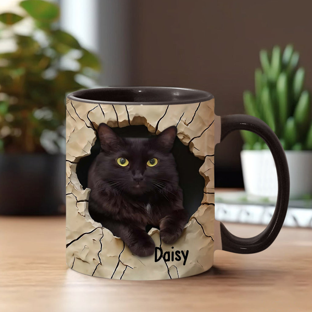 Liebe zur schwarzen Katze - Personalisierte Tasse mit schwarzem Katzenmotiv