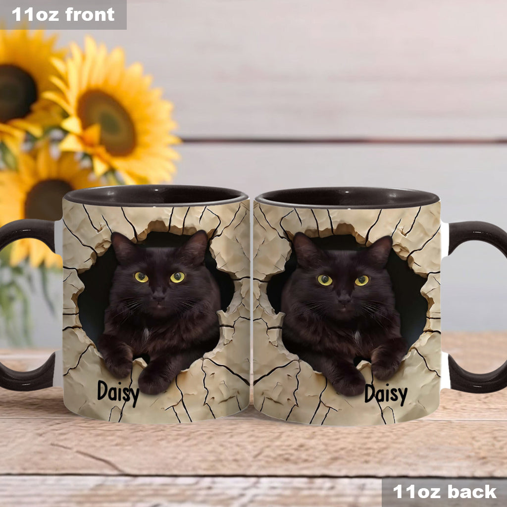 Liebe zur schwarzen Katze - Personalisierte Tasse mit schwarzem Katzenmotiv
