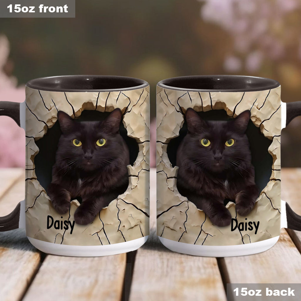 Liebe zur schwarzen Katze - Personalisierte Tasse mit schwarzem Katzenmotiv
