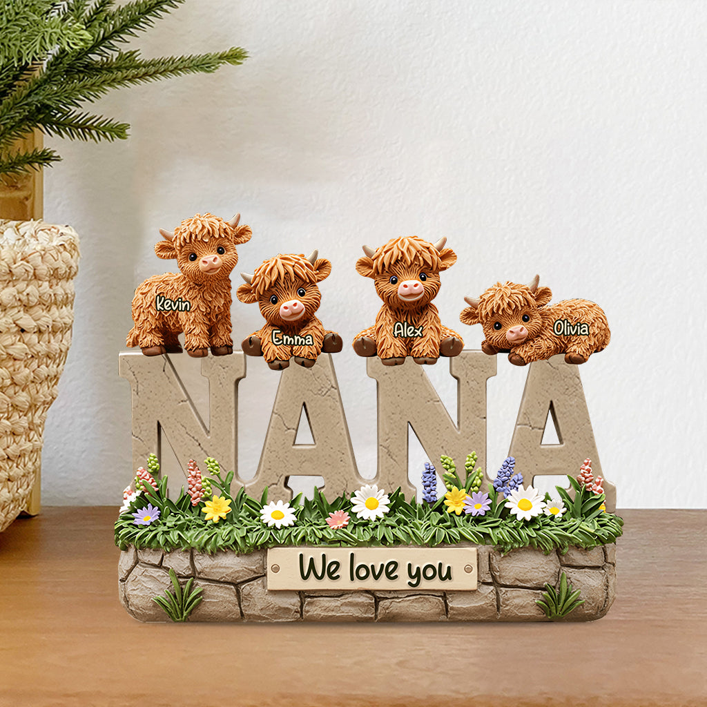Cute Highland Cow Grandma, Mom - Personalized Grandma Custom Shaped Acrylic Plaque