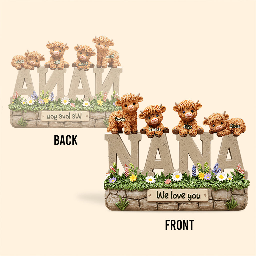 Cute Highland Cow Grandma, Mom - Personalized Grandma Custom Shaped Acrylic Plaque