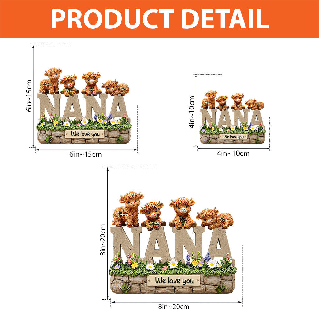 Cute Highland Cow Grandma, Mom - Personalized Grandma Custom Shaped Acrylic Plaque