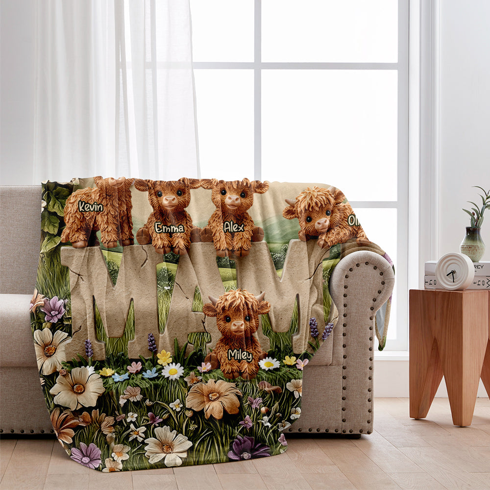 Niedliche Hochlandkuh-Mama, Oma - Personalisierte Mutterdecke