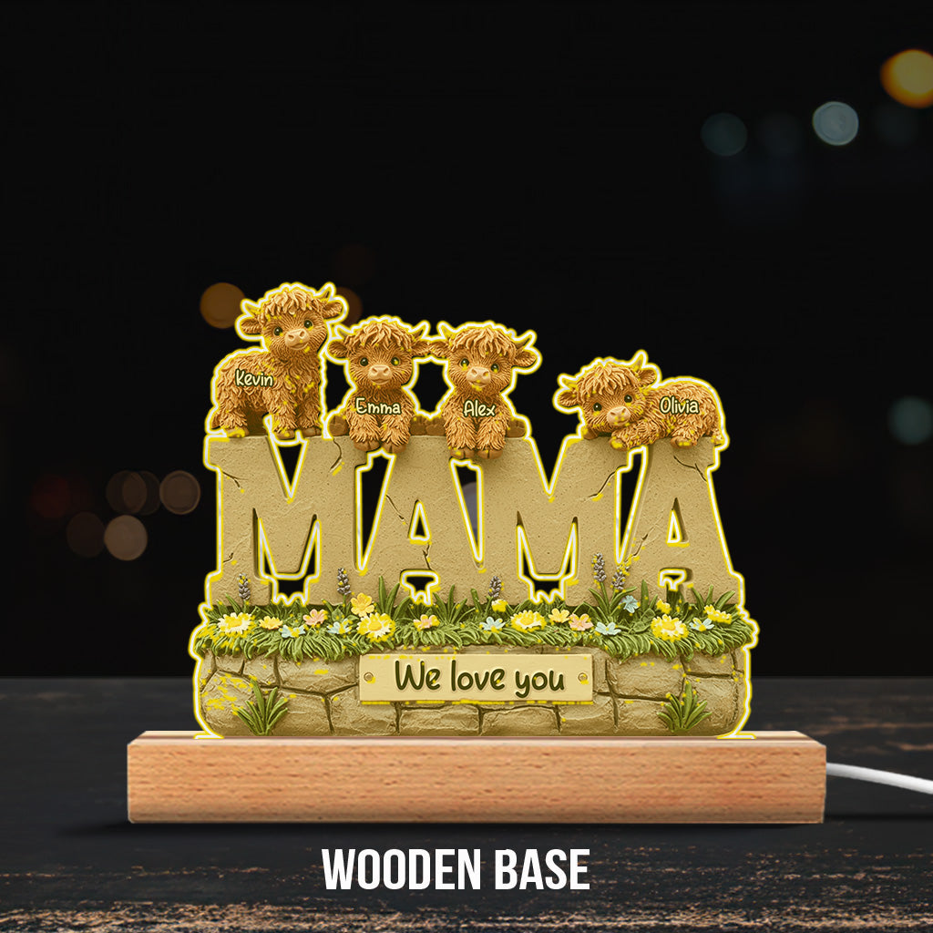 Cute Highland Cow Mama - Personalized Mother Custom Shaped Acrylic Plaque