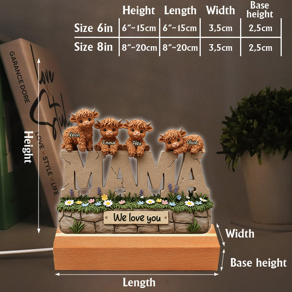 Cute Highland Cow Mama - Personalized Mother Custom Shaped Acrylic Plaque