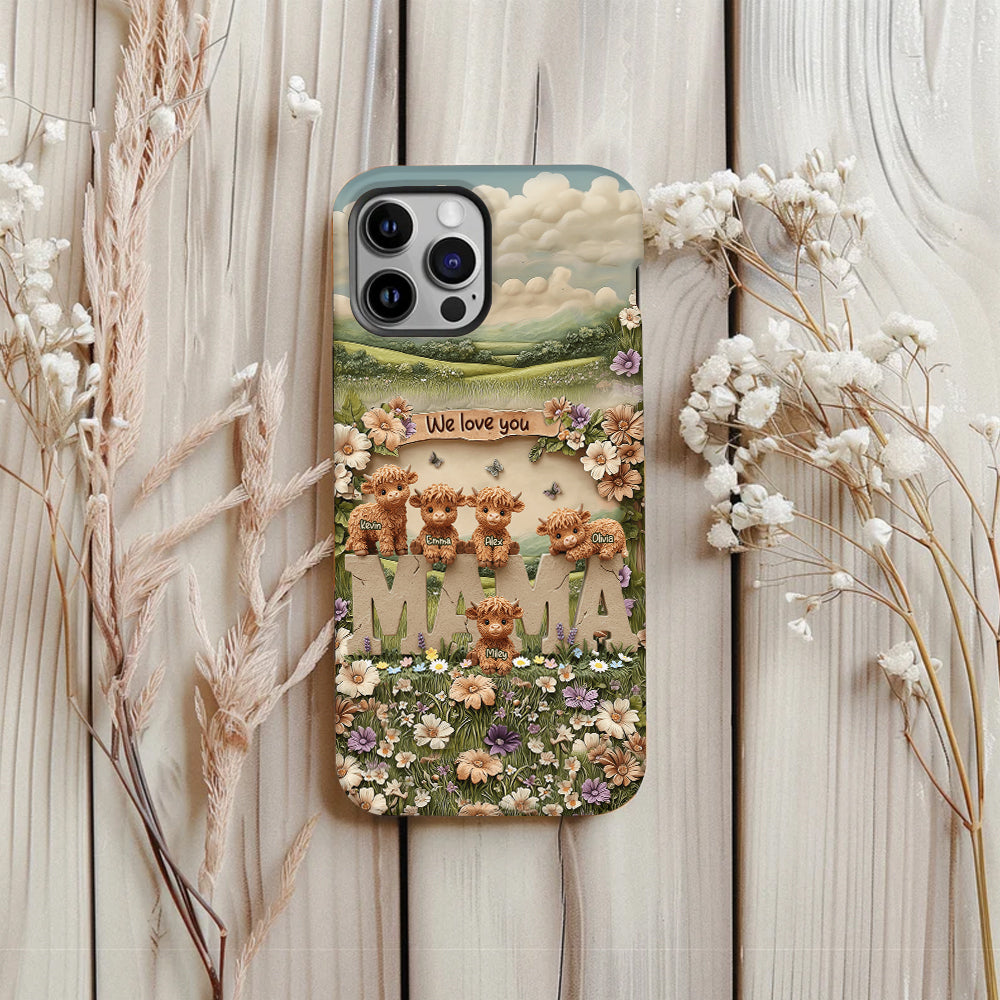 Niedliche Hochlandrind-Mama, Oma – Personalisierte Handyhülle mit Muttermotiv