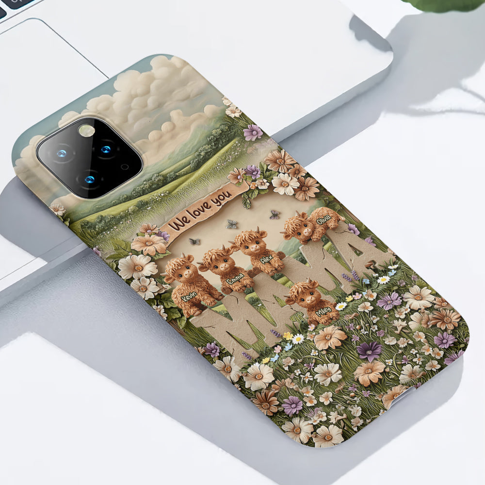 Niedliche Hochlandrind-Mama, Oma – Personalisierte Handyhülle mit Muttermotiv