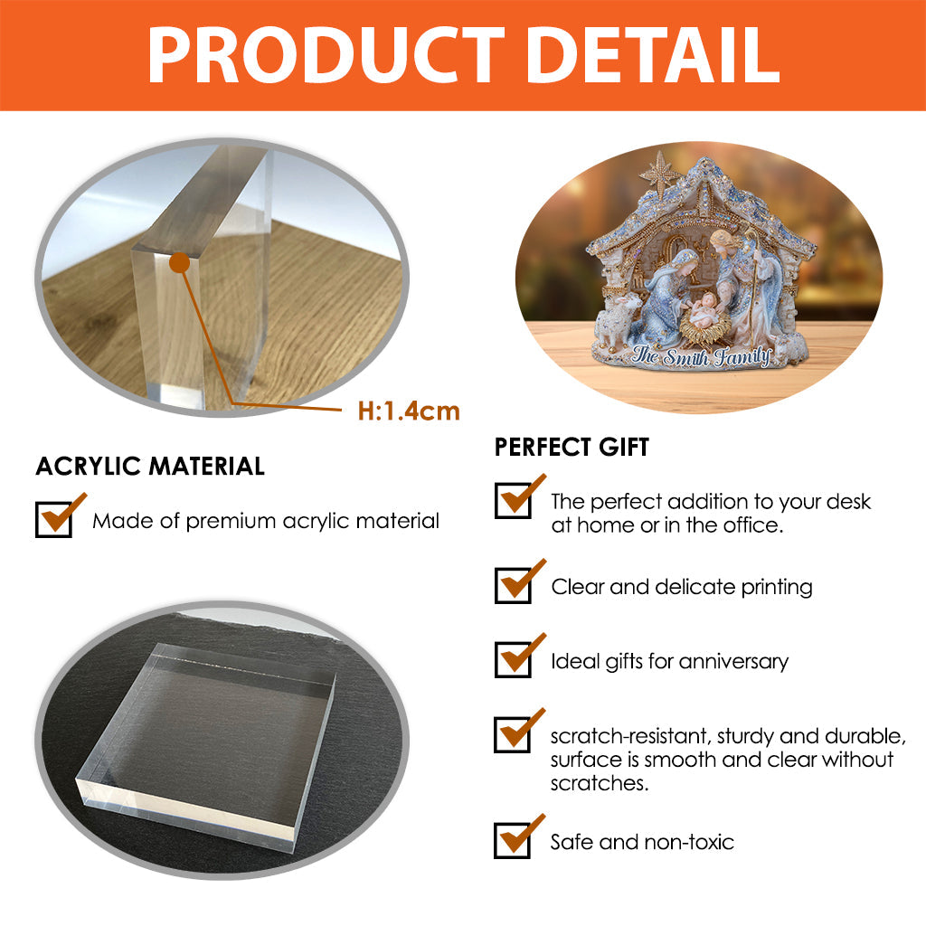 Krippenszene – Personalisierte christliche Acrylplakette in individueller Form