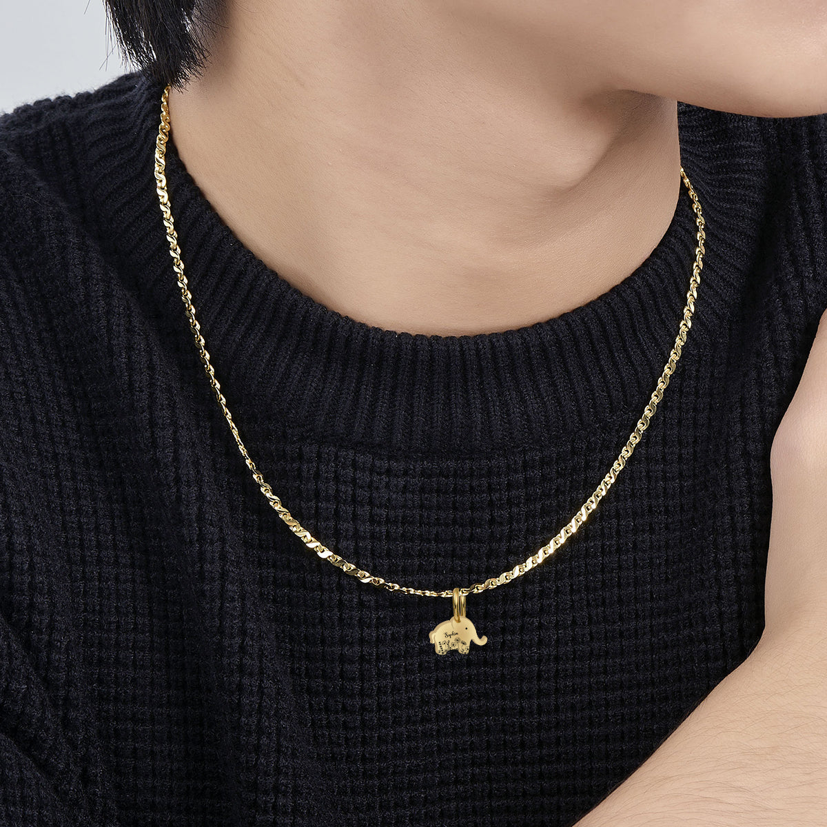 Cute Foral Elephant Mom & Child Necklace - Personalized Mother Matching Pendant Necklace