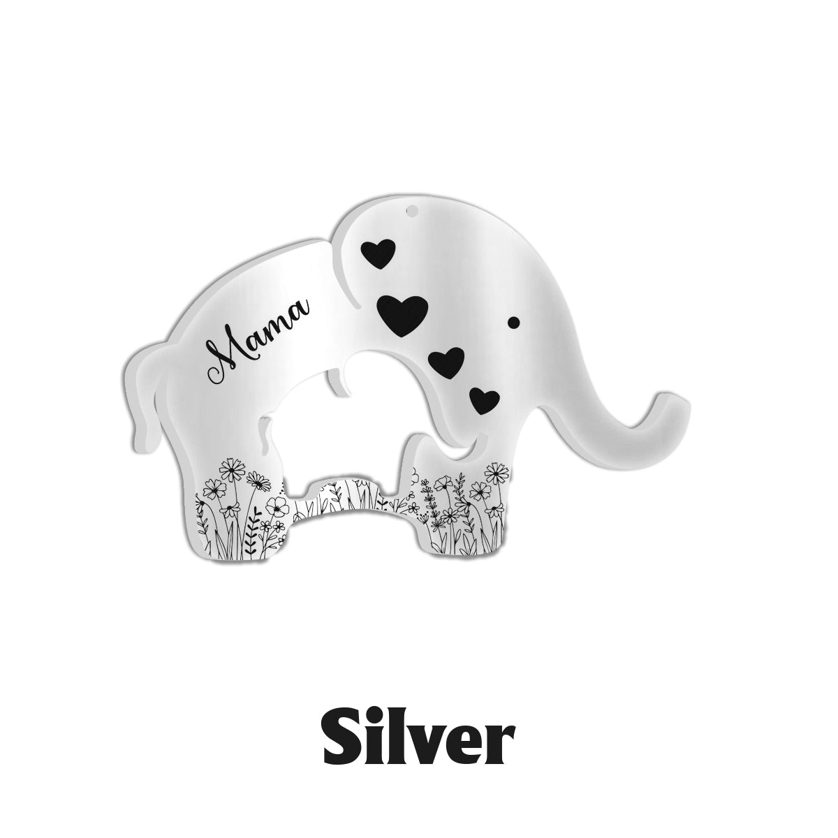 Cute Foral Elephant Mom & Child Necklace - Personalized Mother Matching Pendant Necklace