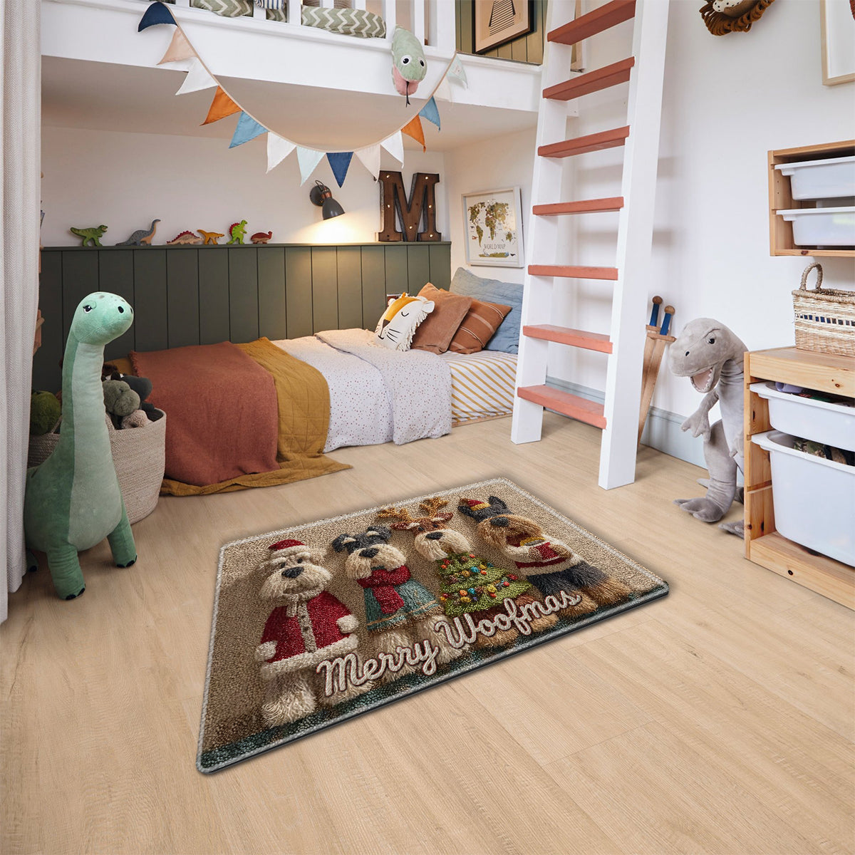 Weihnachtshund - Personalisierter, rutschfester, getufteter Hundeteppich