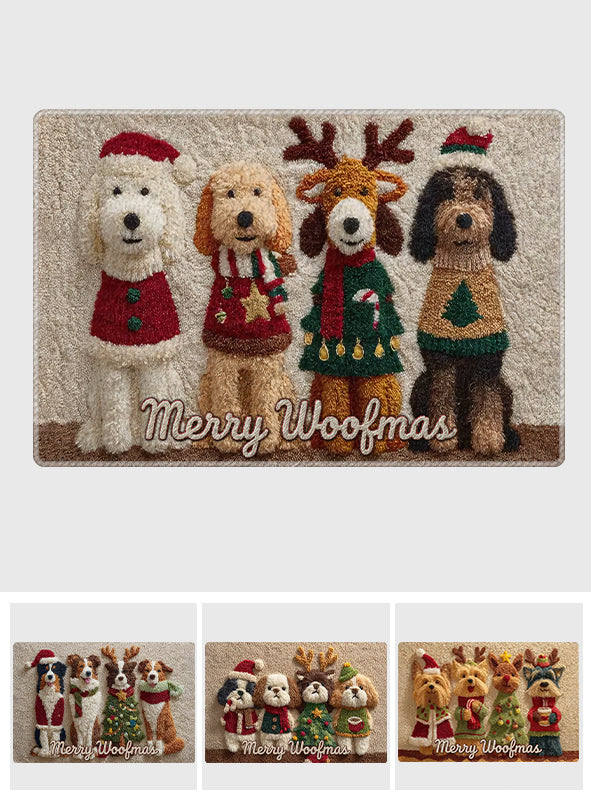 Weihnachtshund - Personalisierter, rutschfester, getufteter Hundeteppich