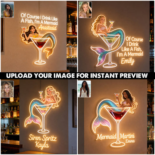 Tipsy Mermaid - Personalisierte Cocktail LED Licht Acrylschild