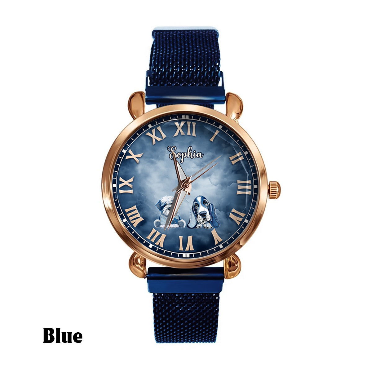 Geschenk für Hundemama – Personalisierte Damen-Handuhr mit Hundemotiv