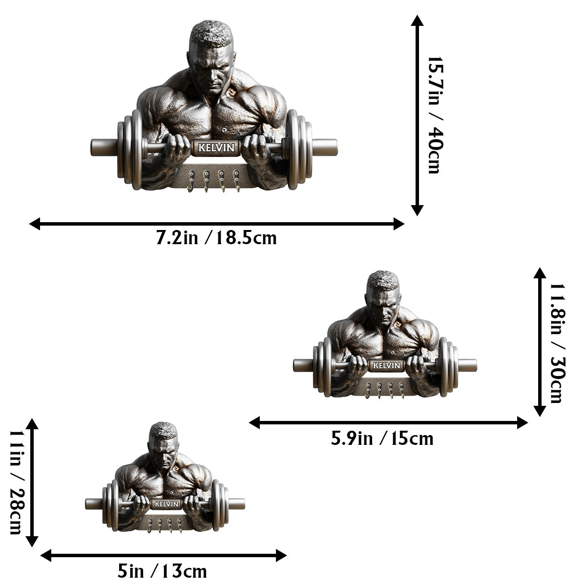 No Pain No Gain - Personalized Fitness Custom Shaped Key Rack