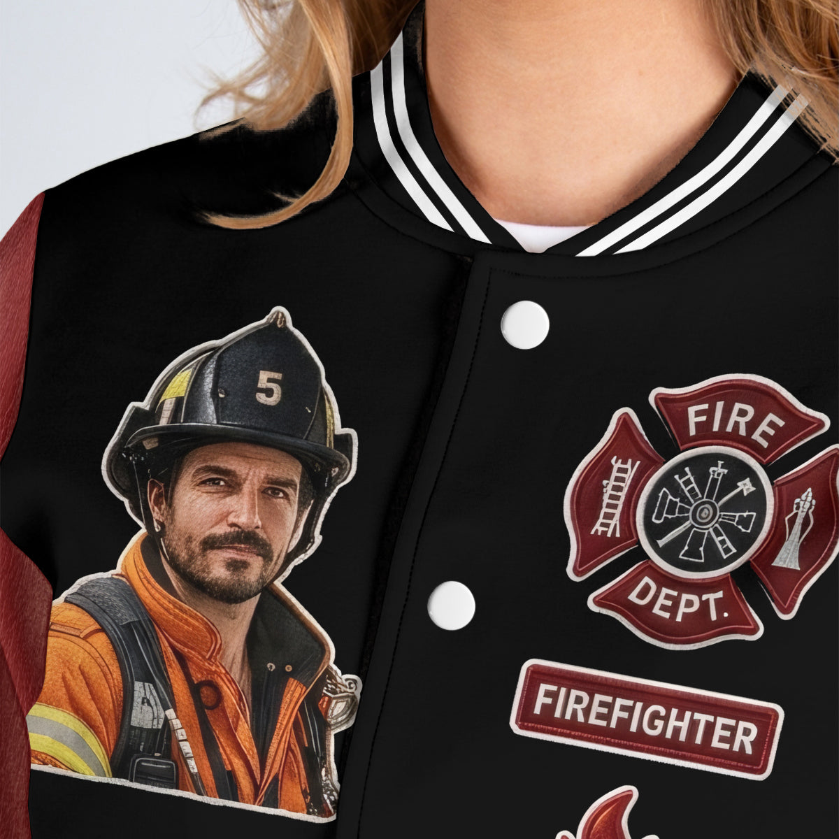 Any Photo Proud Firefighter - Personalized Firefighter Varsity Jacket