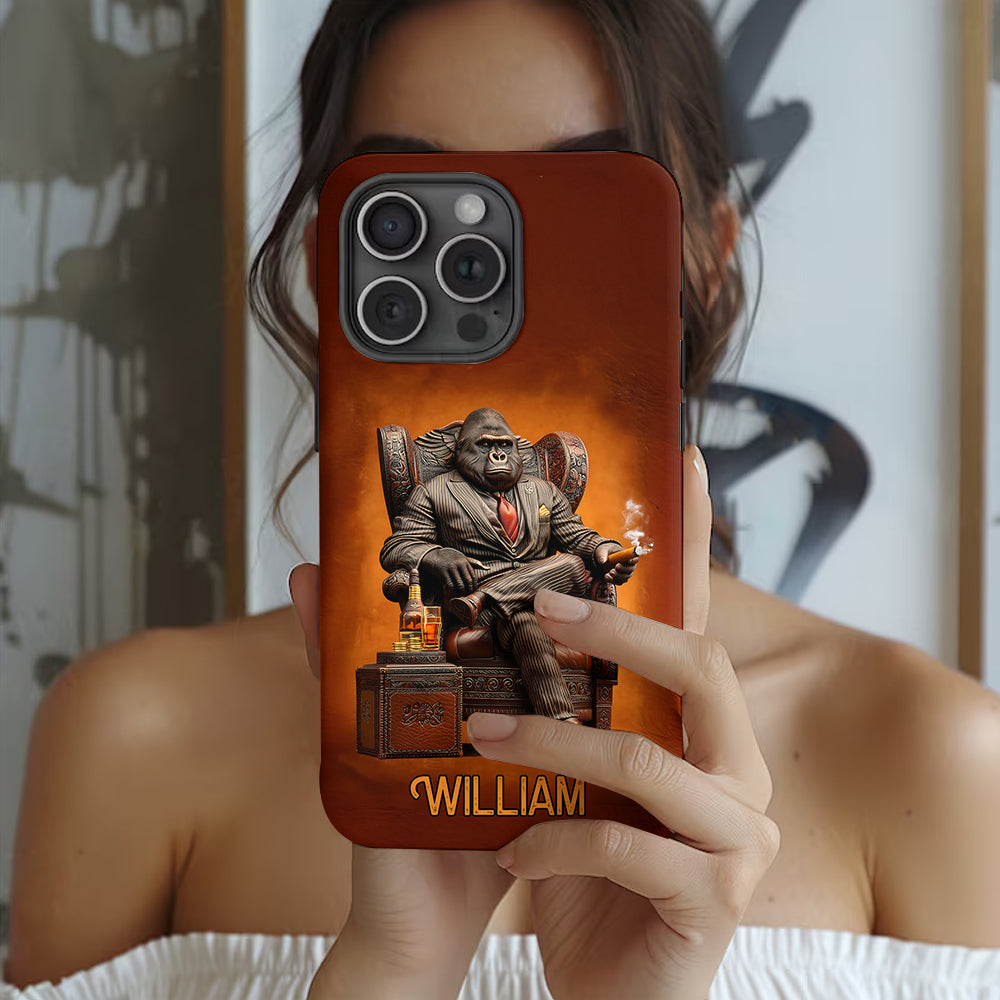 Whiskey & Cigar Gorilla – Personalisierte Handyhülle mit Whisky-Vollbilddruck