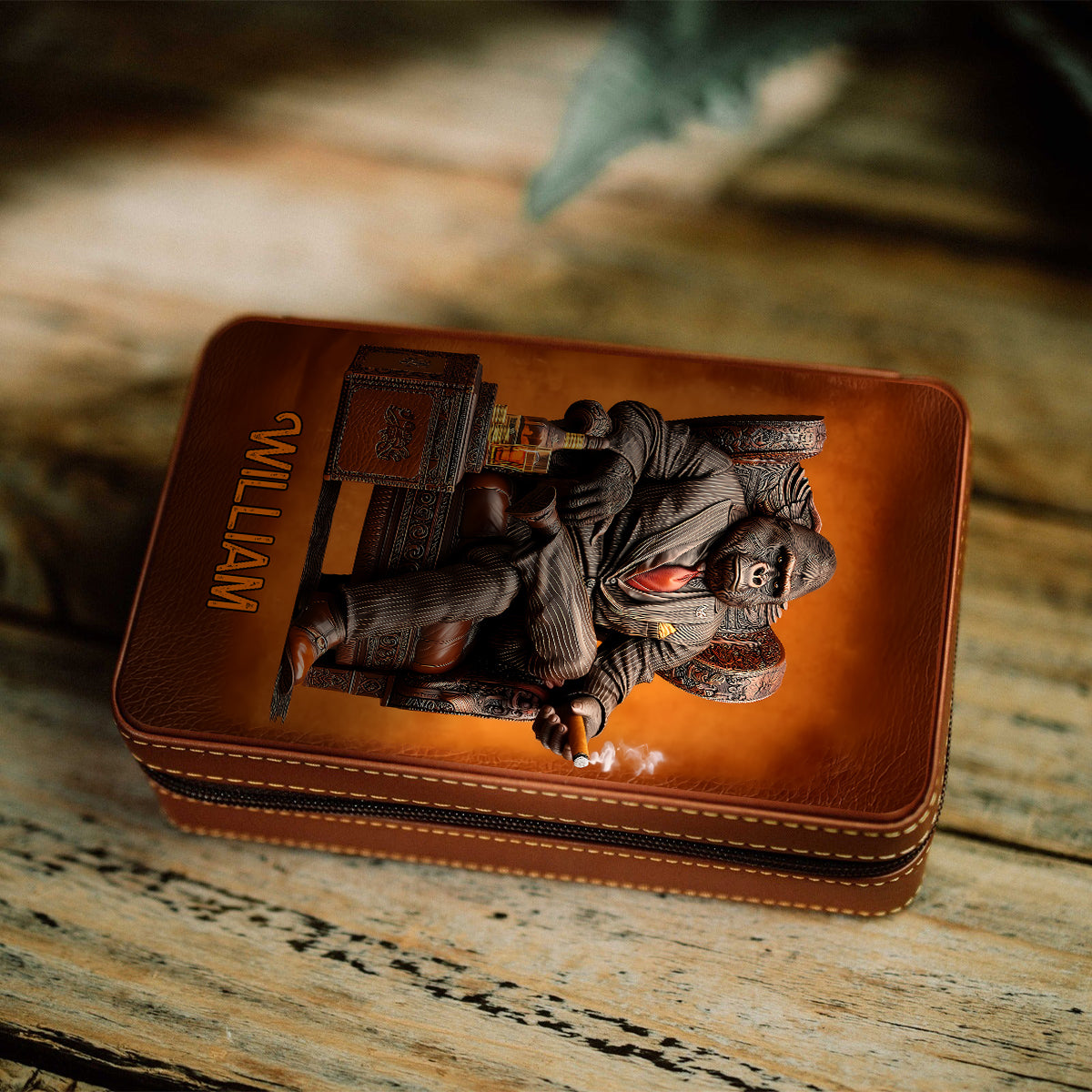 Whiskey & Cigar Gorilla - Personalized Whisky Travel Cigar Humidor Case