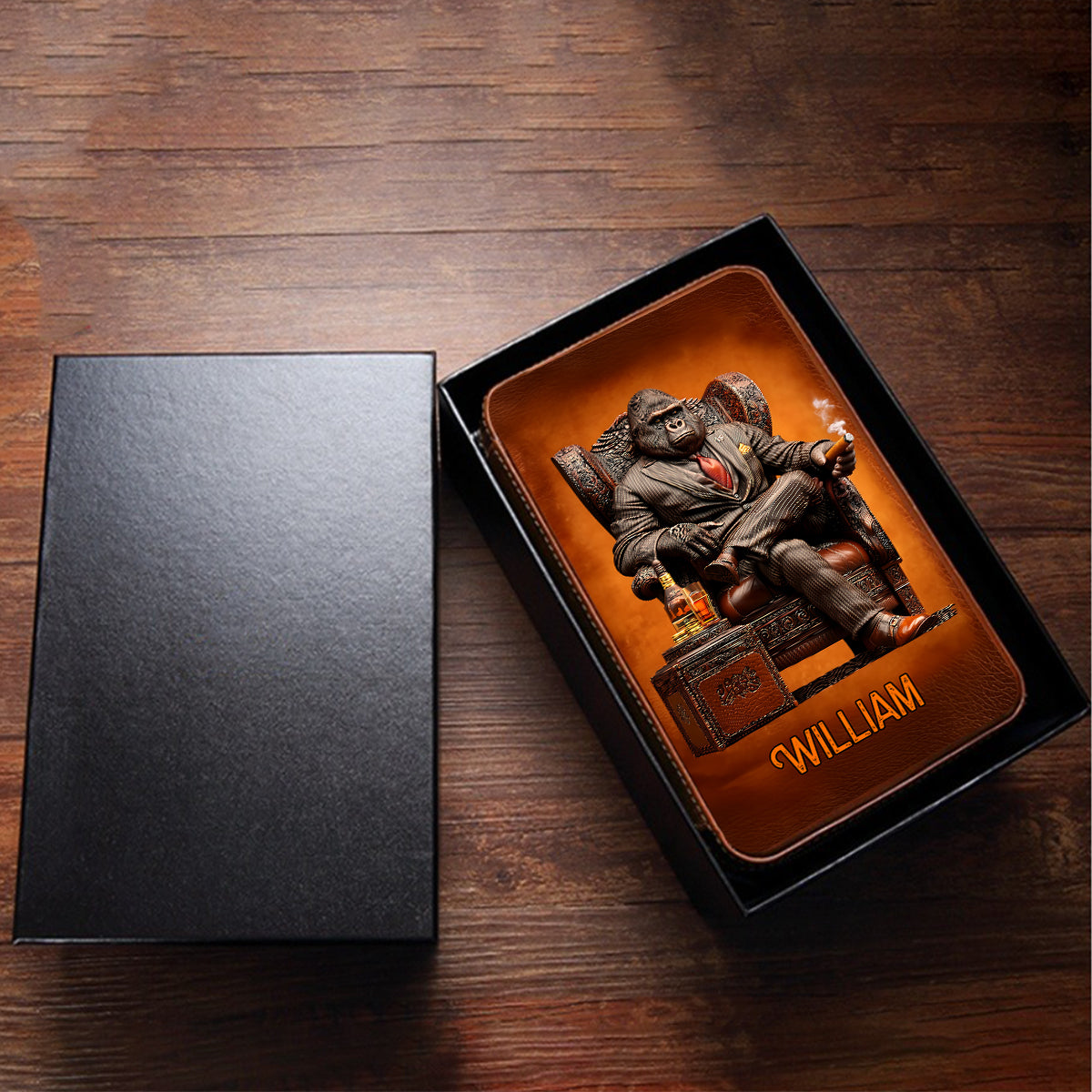 Whiskey & Cigar Gorilla - Personalized Whisky Travel Cigar Humidor Case