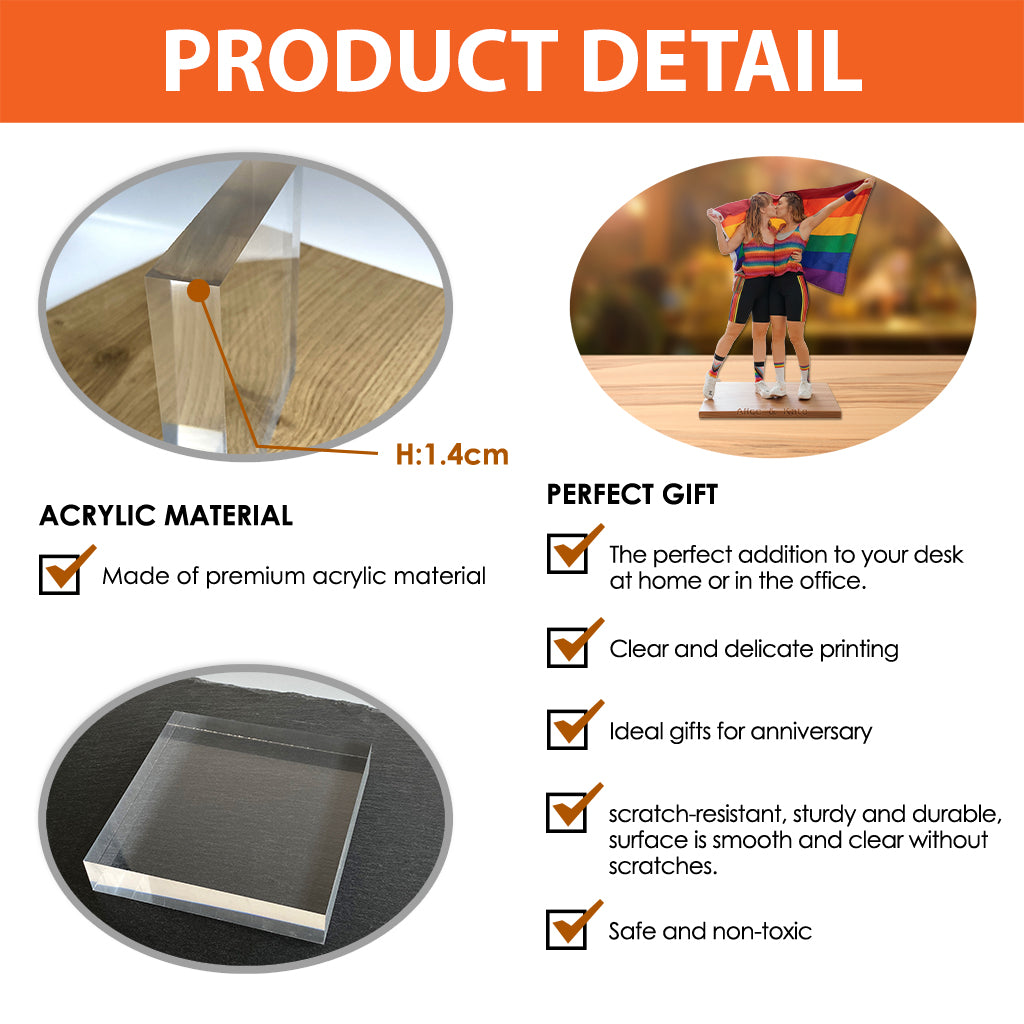 Custom Any Photo Couple Gift - Personalized LGBT Support Custom Shaped Acrylic Plaque